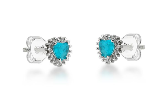 Brinco Coração Fusion Turmalina Cravejado 8mm