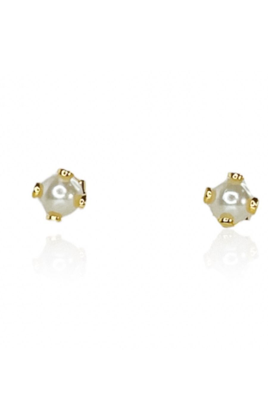 Brinco Pequeno de Pérola Trabalhado Banhado em Ouro 18k